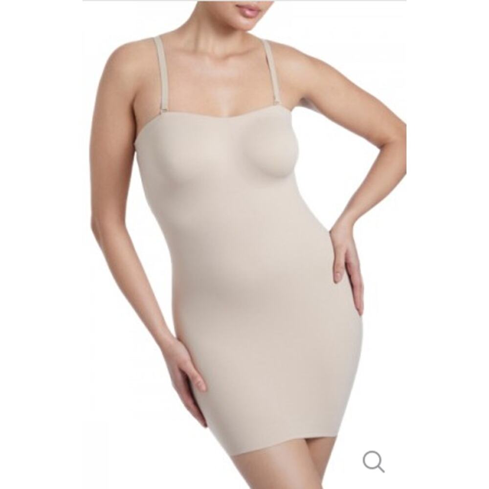 NWT TC Fine Intimates Sleek Essentials Strapless Slip Dress Womens 2X Warm Beige